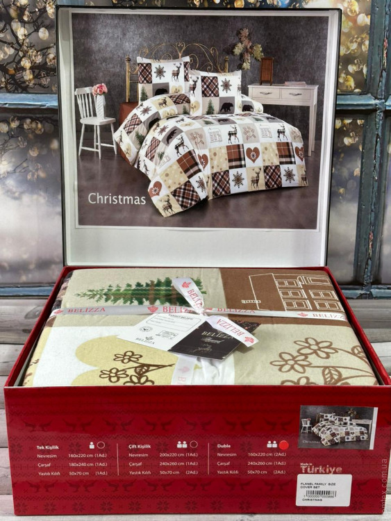 Постельное белье Belizza Фланель Christmas семейный