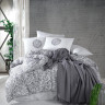 Комплект постельного белья с вафельным покрывалом 220x240 см Pike Set (ТМ New Home) Mina серый с вензелями