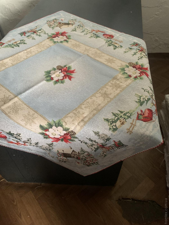 Скатертина гобеленова новорічна Alltex 90x90 см модель 4
