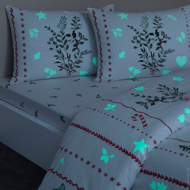 Постельное белье TAC Mistovia Glow евро люминесцентное (светится в темноте)