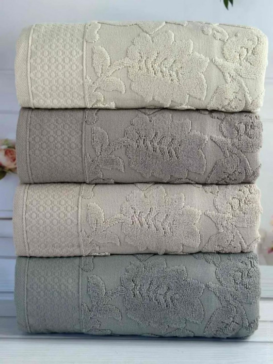 Набор махровых полотенец Hazangulu из 4-х штук 50х90 см, модель 18