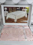 Скатерть тефлоновая Capital Home Damask пудра с кружевом 160x220 см
