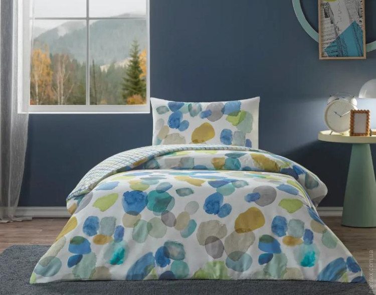 Постільна білизна TAC Ranforce Loria sari полуторна з простирадлом на гумці