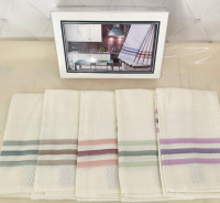 Набір кухонних вафельних рушників Maison Dor з 5-ти штук 45х70 см Кремові