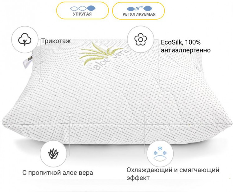 Подушка антиалергенна Mirson "Alberto" EcoSilk 70x70 см, №771, пружна