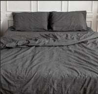 Простынь Almira Mix на резинке Вареный Хлопок Премиум Графит 120x200+30 см 