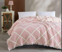Муслиновое покрывало Moss Home 230x250 см Ромбы крем - пудра