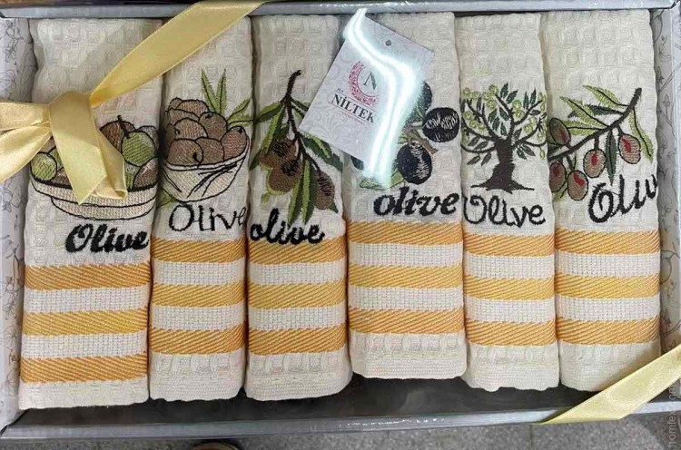 Кухонные полотенца вафельные Nilteks Olive 40x70 см (6шт.)