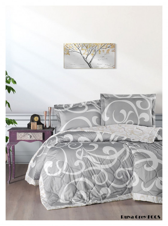 First choice Softness Quilt Set Ruya Grey набор с легким одеялом евро
