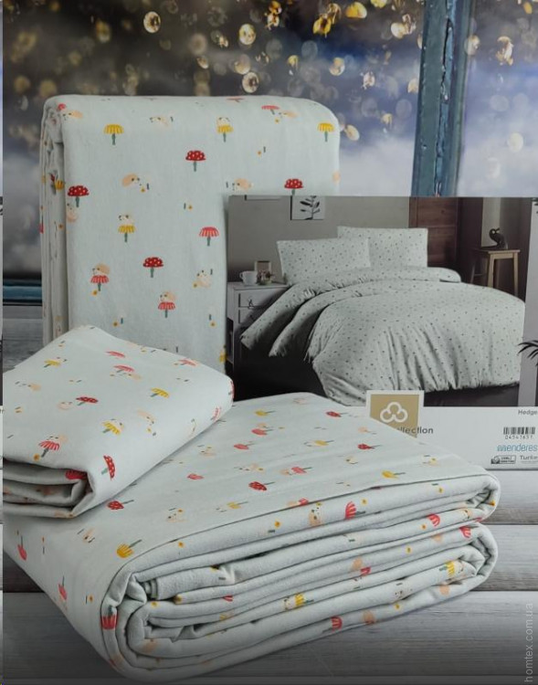 Постельное белье Cotton Collection Мухоморы и Ежи полуторное