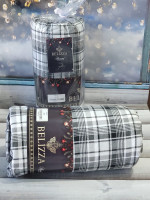 Простынь фланелевая Belizza Classical grey 180x200 + резинка c наволочками 50х70 см