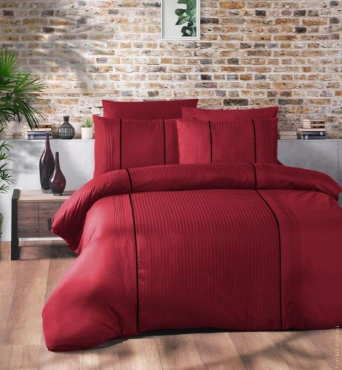 Постільна білизна First Choice Deluxe Ranforce Elegant Red (червона) євро