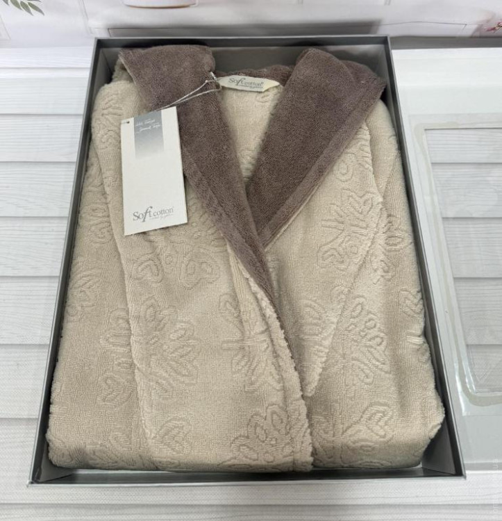 Халат махровий Soft Cotton бежевий, розмір М