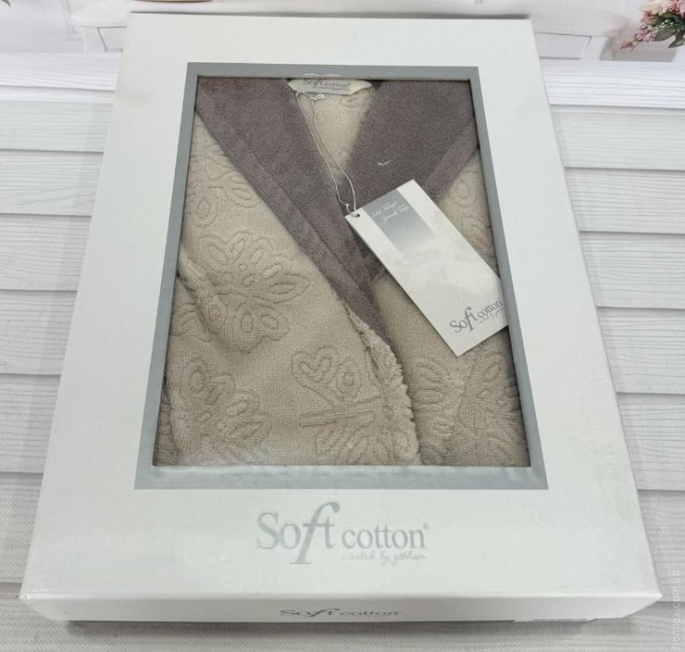 Халат махровий Soft Cotton бежевий, розмір М