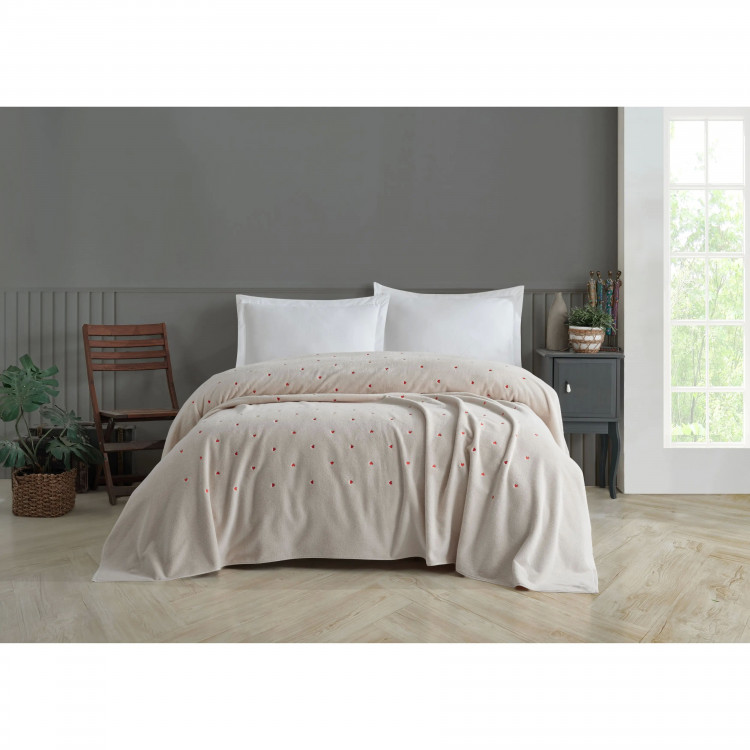 Простынь махровая Hobby Lubow Love Microcotton кремовая 450г/м2 220х240 см 