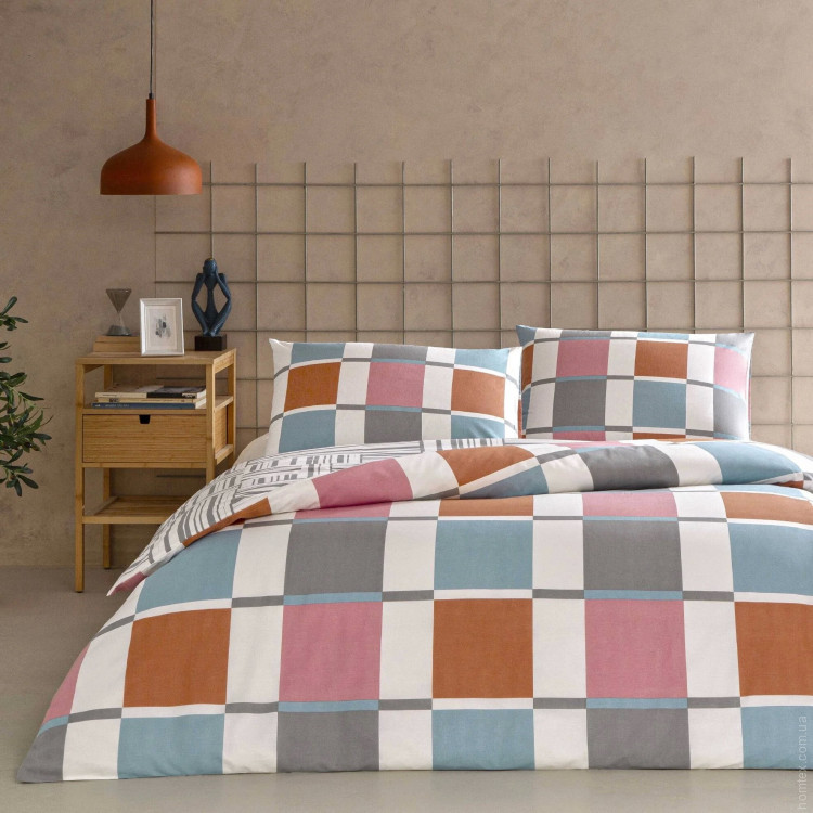 Постельное белье TAC Ranforce Loxa turuncu евро с простынью на резинке 