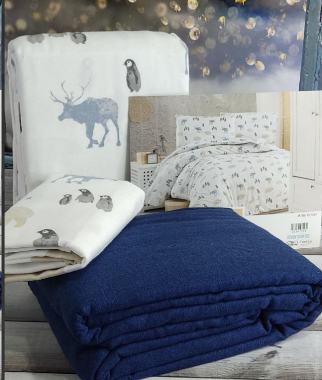 Постельное белье Cotton Collection Олени - Пингвины - Медведи полуторное