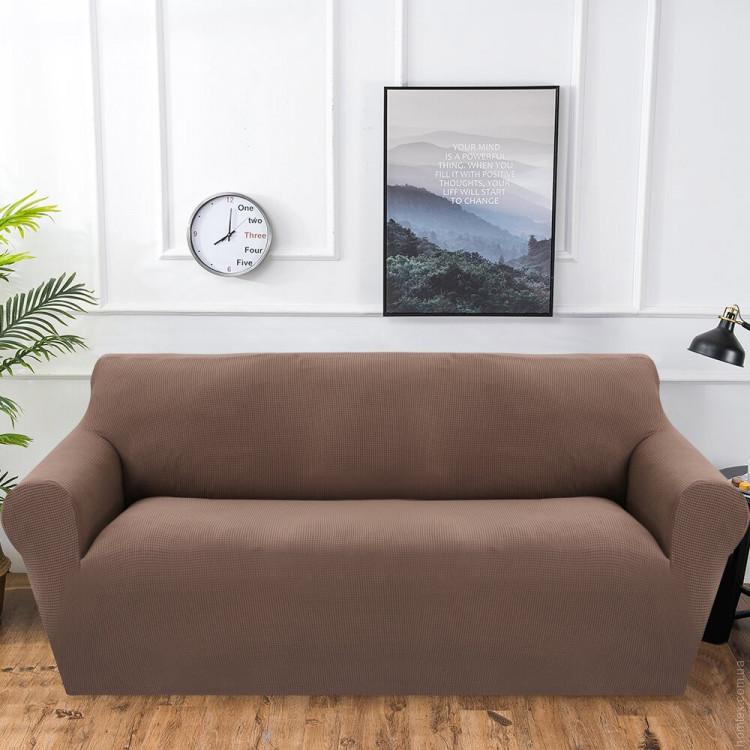 Чехол на трехместный диван Homytex водоотталкивающий песочный