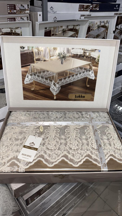 Скатерть силиконовая прямоугольная Maison Royale Lukka 160х220 см с кружевом, модель 4