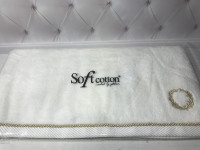 Махровое полотенце с золотой вышивкой 50х100 см. Soft cotton Sehzade золото 
