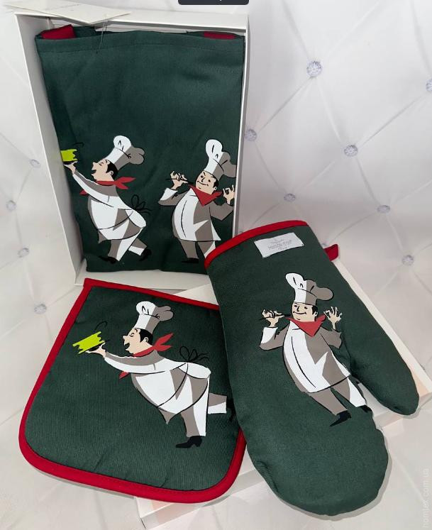 Набор кухонный Maison Dor - Фартук, Прихватка, Рукавичка Зеленый