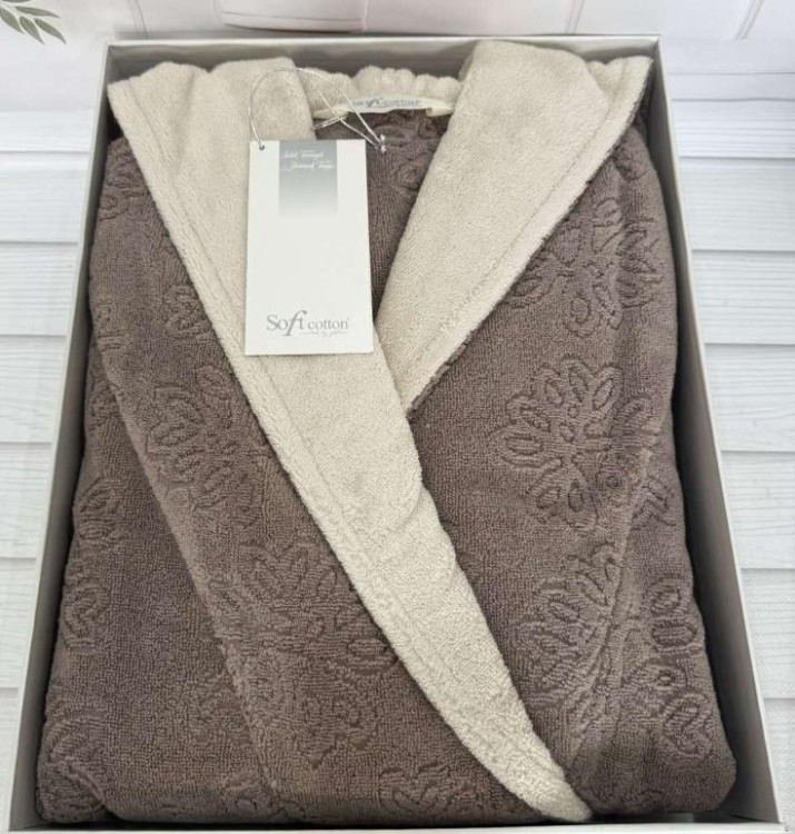 Халат махровий Soft Cotton кавовий, розмір L