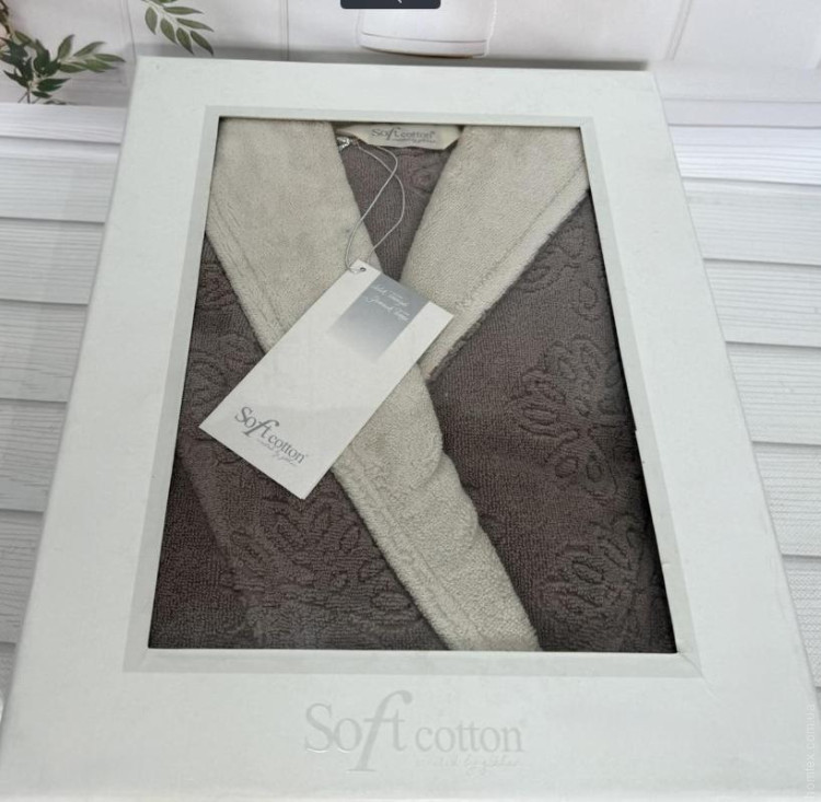 Халат махровий Soft Cotton кавовий, розмір L