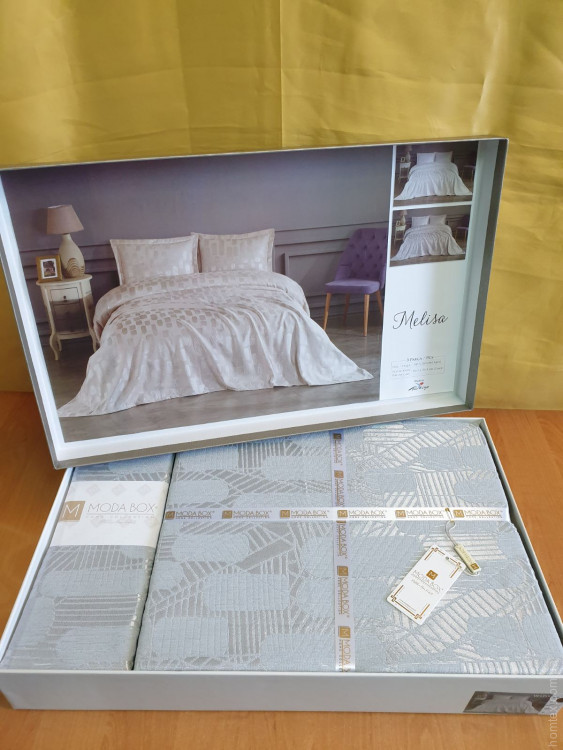 Покрывало жаккардовое Moda Box Melisa 240x260 см с наволочками серое