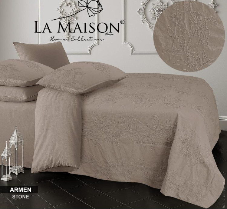 Постельное белье вареный хлопок La Maison Armen stone евро с объемным рисунком Постельное белье вареный хлопок La Maison Armen stone евро с объемным рисунком