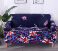 Чехол на трехместный диван HomyTex принт Британия синяя
