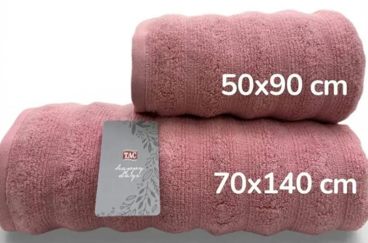 Махровое полотенце Tac Tanes micro cotton Pudra 50х90 см