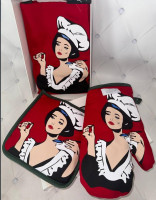 Набор кухонный Maison dor - Фартук, Прихватка, Рукавичка Красный