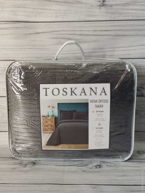 Покривало велюрове Toskana 240x260 см з наволочками сіре