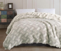 Муслиновое покрывало Moss Home 230x250 см Полоски крем - оливка