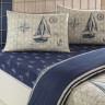 Постельное белье TAC Ranforce Muna lacivert евро с простынью на резинке