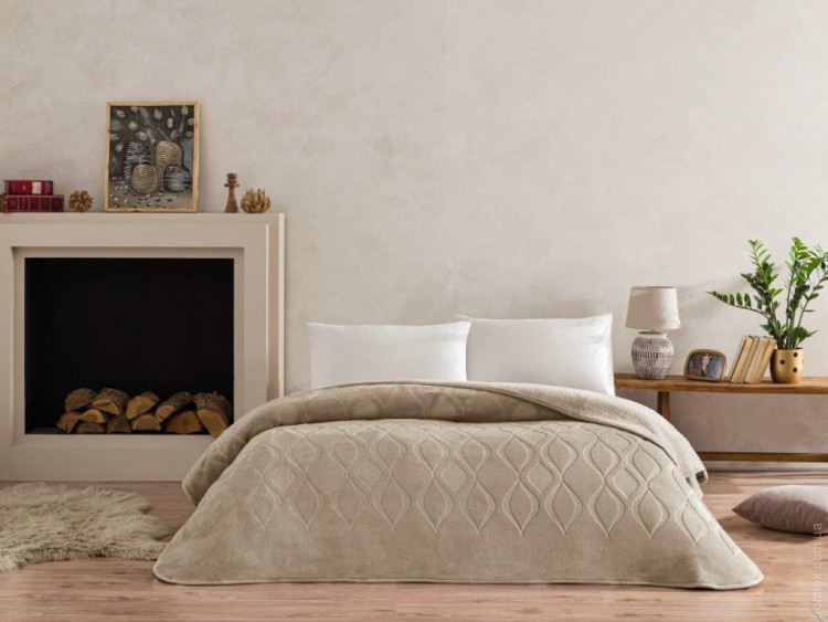 Плед - покривало з тисненням TAC Emboss 220x240 см бежевий Плед - покривало з тисненням TAC Emboss 220x240 см бежевий