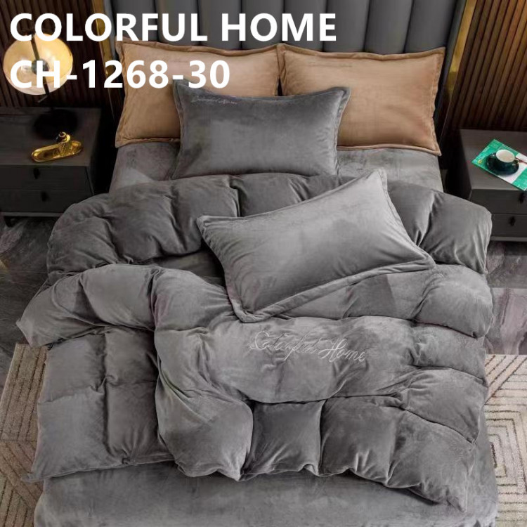 Постільна білизна Colorful Home велюр сіра євро