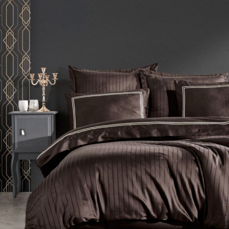 Постельное белье Dantela Vita сатин с вышивкой Imge kahve коричневый семейный