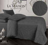 Постельное белье вареный хлопок La Maison Armen charcoal евро с объемным рисунком