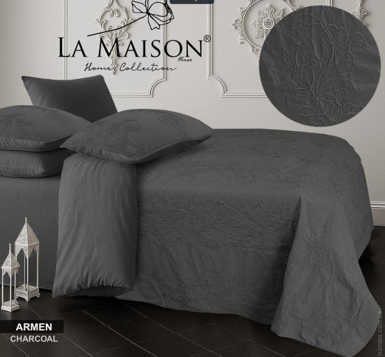 Постельное белье вареный хлопок La Maison Armen charcoal евро с объемным рисунком Постельное белье вареный хлопок La Maison Armen charcoal евро с объемным рисунком