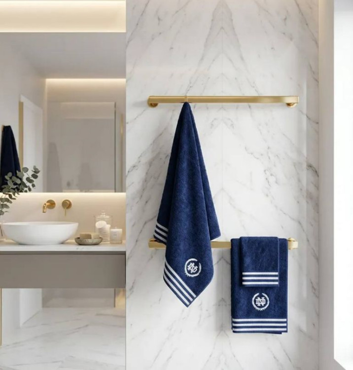Набір рушників Maison D'or Paris Delon Navy з 3-х штук 30x50 см+ 50x100 см+ 75x150 см сині
