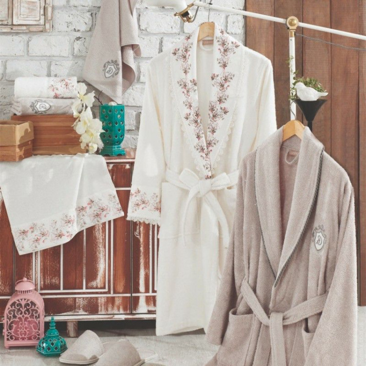 Банный набор из халатов и полотенец Dantela Vita Hale krem из 8-ми предметов