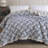 Муслиновое покрывало Moss Home 230x250 см Полоски крем - синий