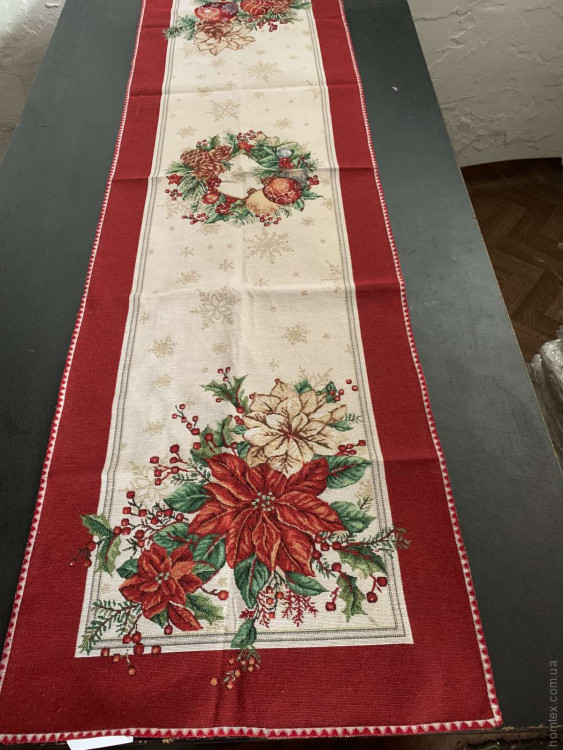 Скатертина гобеленова новорічна Alltex 40x180 см модель 3