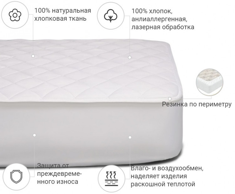 Наматрацник Mirson Natural Line Стандарт Eco 60x120 см, №951 (звичайний з гумкою по периметру)