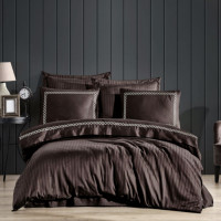 Постельное белье Dantela Vita сатин с вышивкой Nuans kahve коричневый семейный