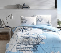 Постельное белье TAC Ocean turkuaz евро 