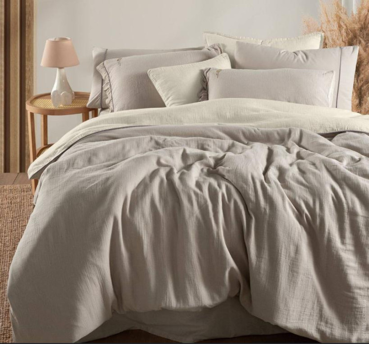 Постельное белье вареный хлопок + муслин Sarev Mood Comfort Kenyon Ekru евро Постельное белье вареный хлопок + муслин Sarev Mood Comfort Kenyon Ekru евро