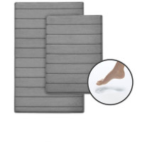 Набор ковриков для ванной с эффектом памяти Homytex из 2-х шт. 50x80 см + 40x60 см Полоска серый