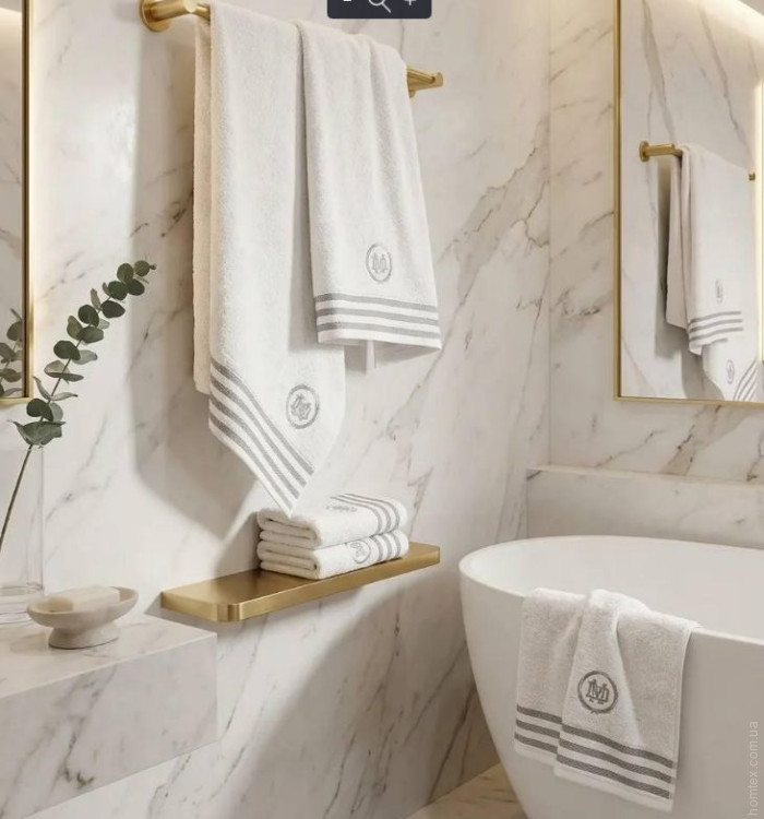 Набор полотенец Maison D'or Paris Delon Ecru из 3-х штук 30x50 см+ 50x100 см+ 75x150 см молочные